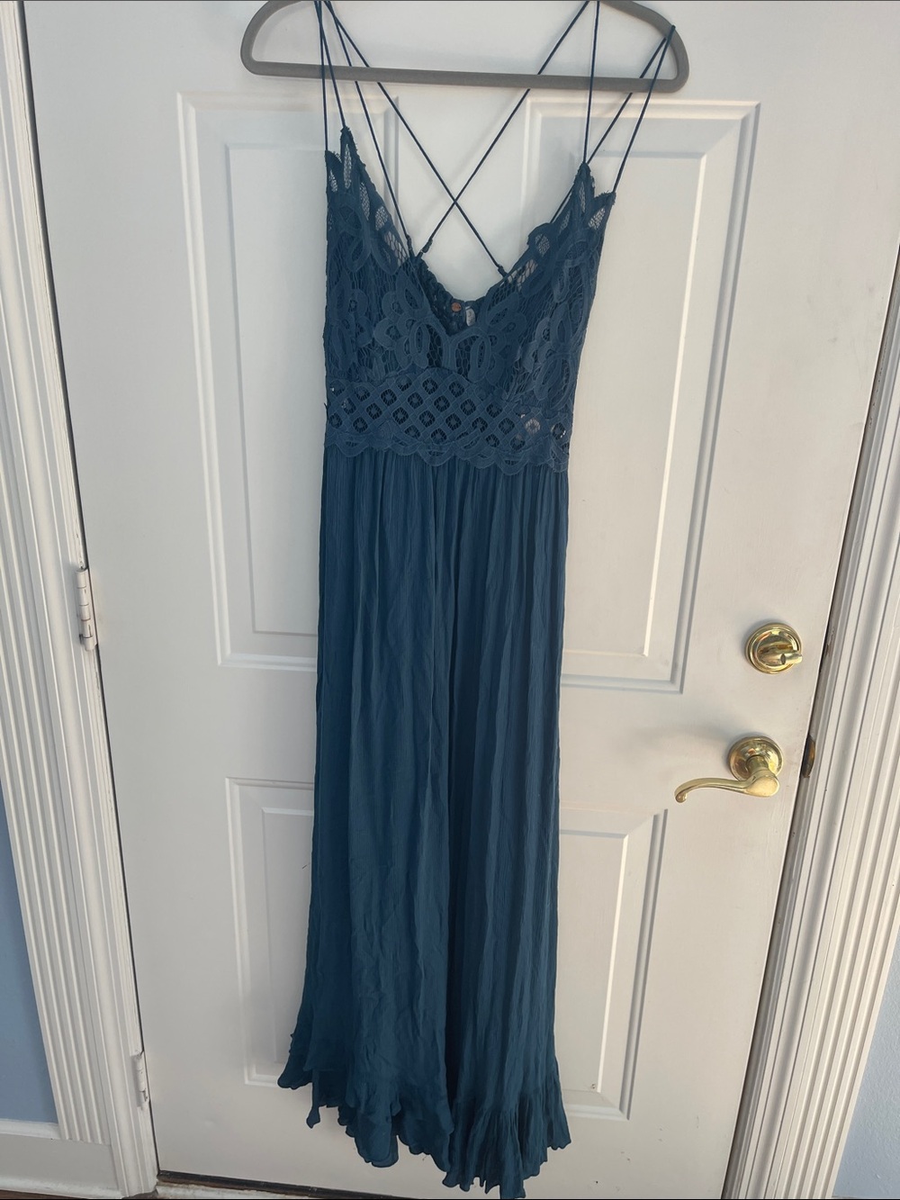 Free People Turquoise Lace Maxi Dress